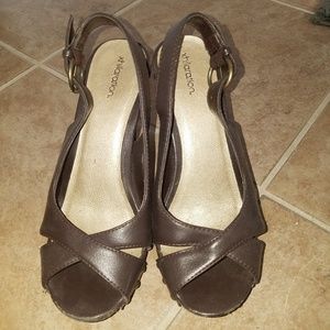 Brown studded slingback heels/pumps 6.5